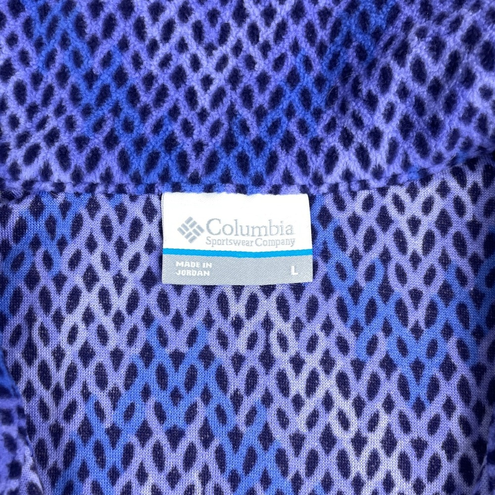 Columbia Sweater Womens Large Fleece Pullover 1/2 Zip Purple Geometric Mock Neck - Picture 6 of 9